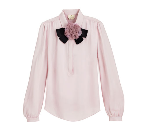 Front Row Fashion Week - Silk shirt with brooch from Kate Spade New York.