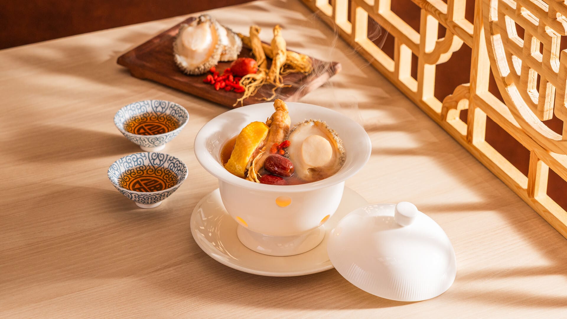 Double-Boiled Chicken Soup with Fresh Ginseng