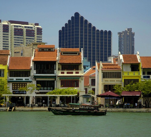 Boat Quay aerial shot