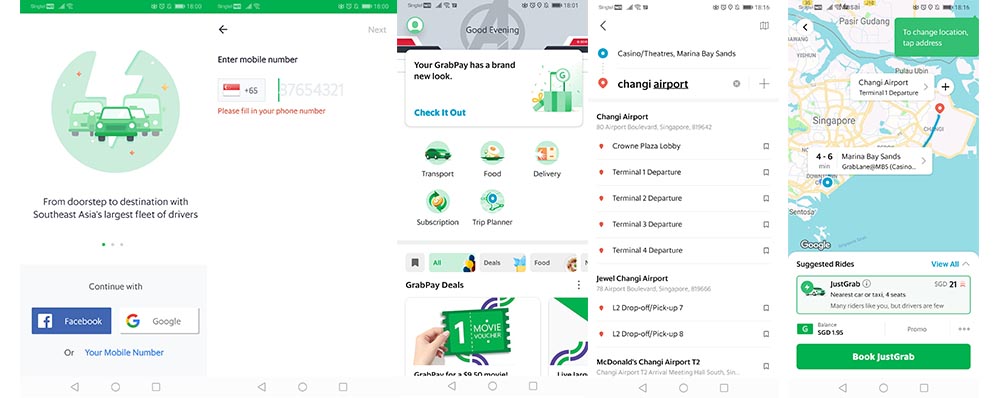 シンガポールのgrabの使い方