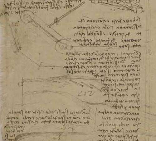 反響の解説（1507年頃 レオナルド・ダ・ヴィンチ『アトランティコ手稿』第211紙葉裏）