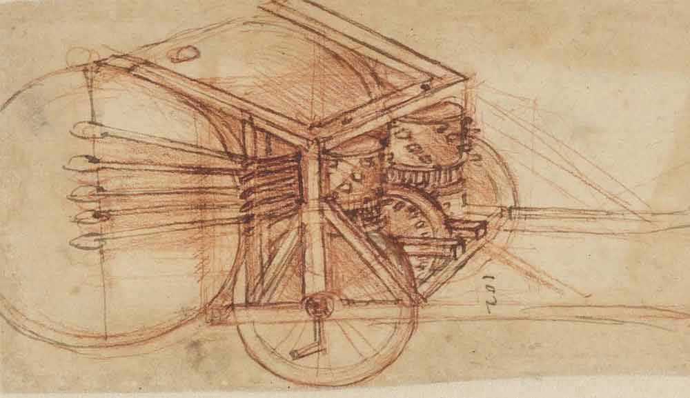 自動演奏太鼓（1503～05年頃 レオナルド・ダ・ヴィンチ『アトランティコ手稿』第837紙葉表）