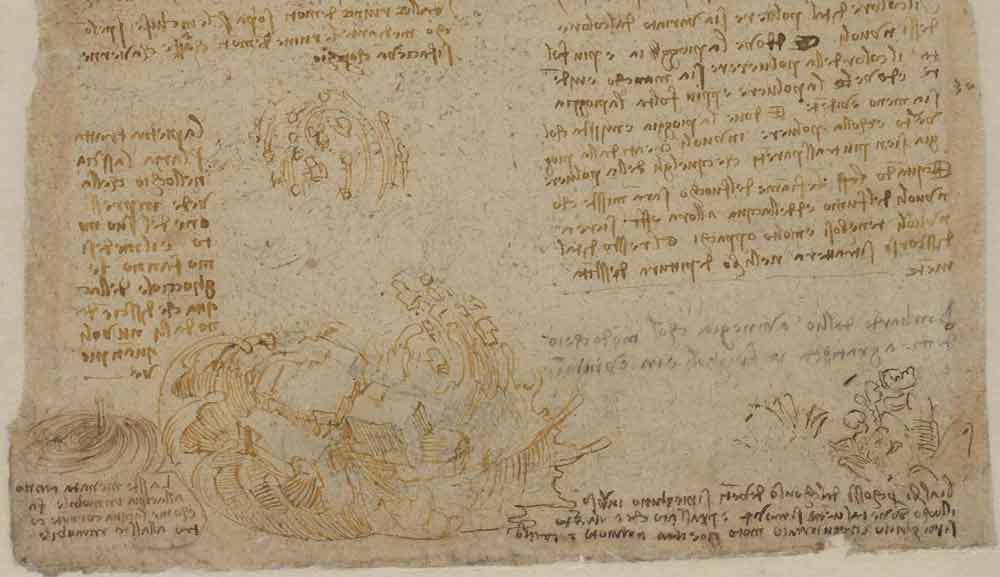 大洪水の素描（1516～17年 レオナルド・ダ・ヴィンチ『アトランティコ手稿』第215紙葉表）