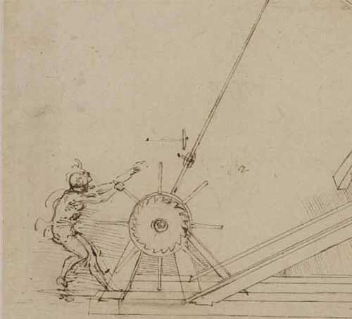 回転する刃（1478～80年頃 レオナルド・ダ・ヴィンチ『アトランティコ手稿』第89紙葉表）
