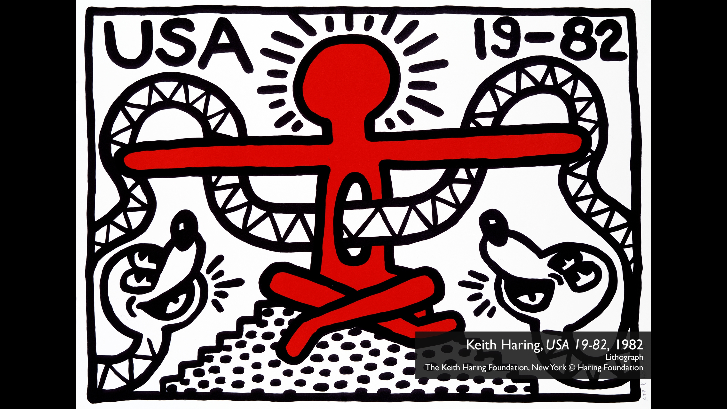 キース・ヘリング、「USA 19－82」(1982年) Lithograph The Keith Haring Foundation、New York © Haring Foundation