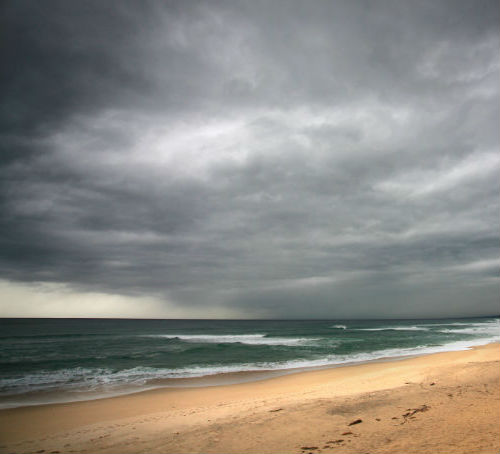 Stratus Rain Clouds Over Beach
