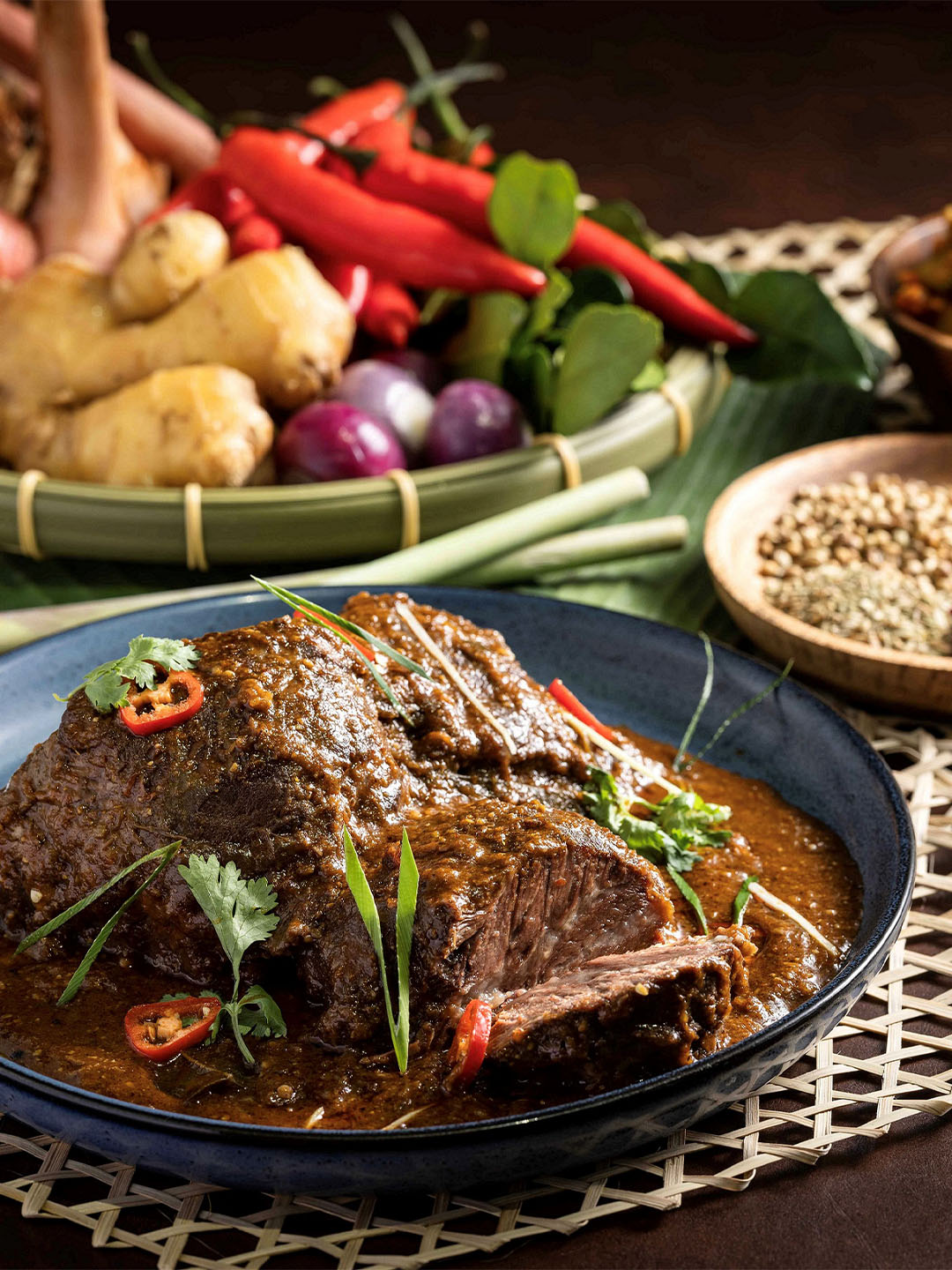 Australian Beef Cheek Rendang at RISE for dinner in Singapore